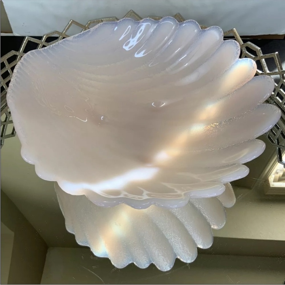 Fenton Rose Pastel Pink Shell Bowl Footed 12 in #K